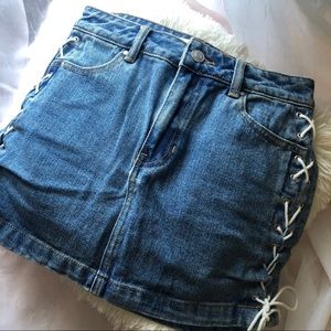 Pacsun Denim Skirt with White Lace Up Detailing